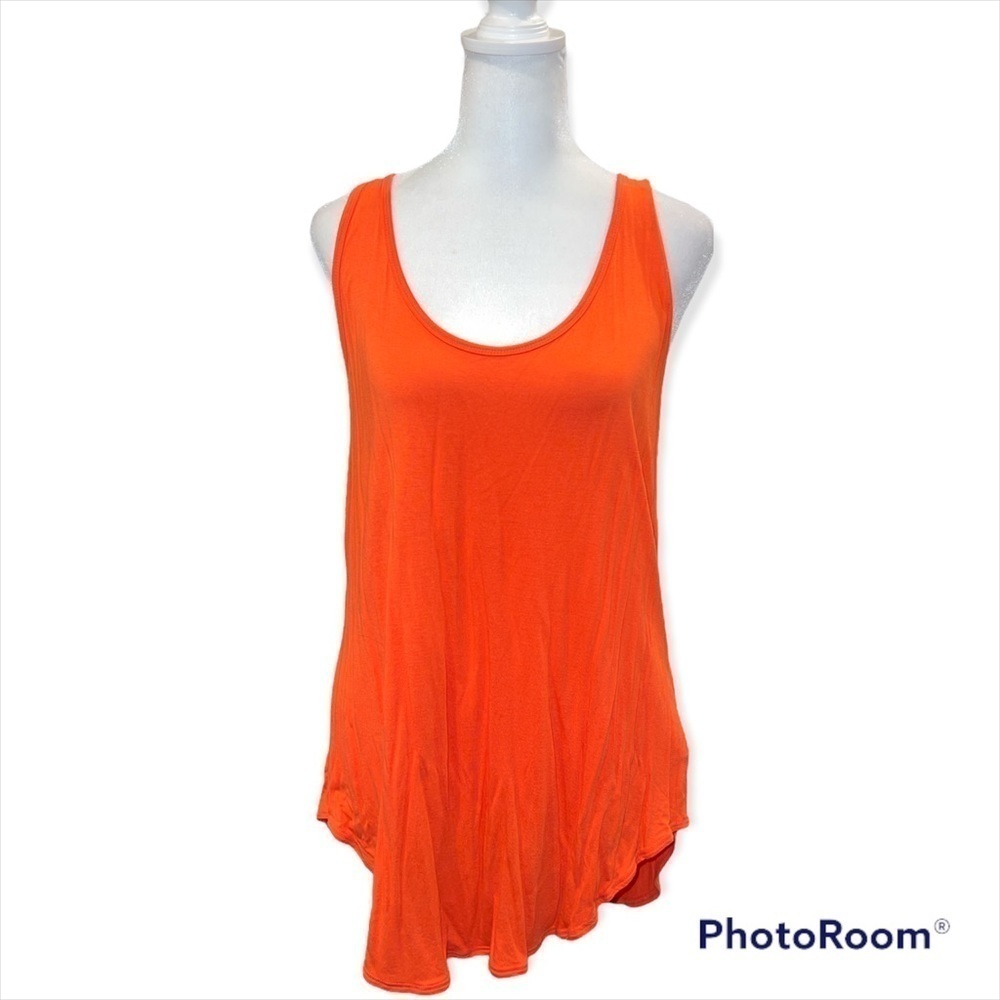 Old Navy Womens XL Sleeveless Curve Hem Tank Top Warm Sunset Orange Rayon Flowy